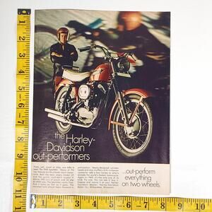 Vintage 1969 Harley Davidson Sportster Motorcycle Print Ad Garage Biker Wall Art